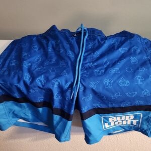 Blue and Black Board Shorts with Quick-Dry Fabric